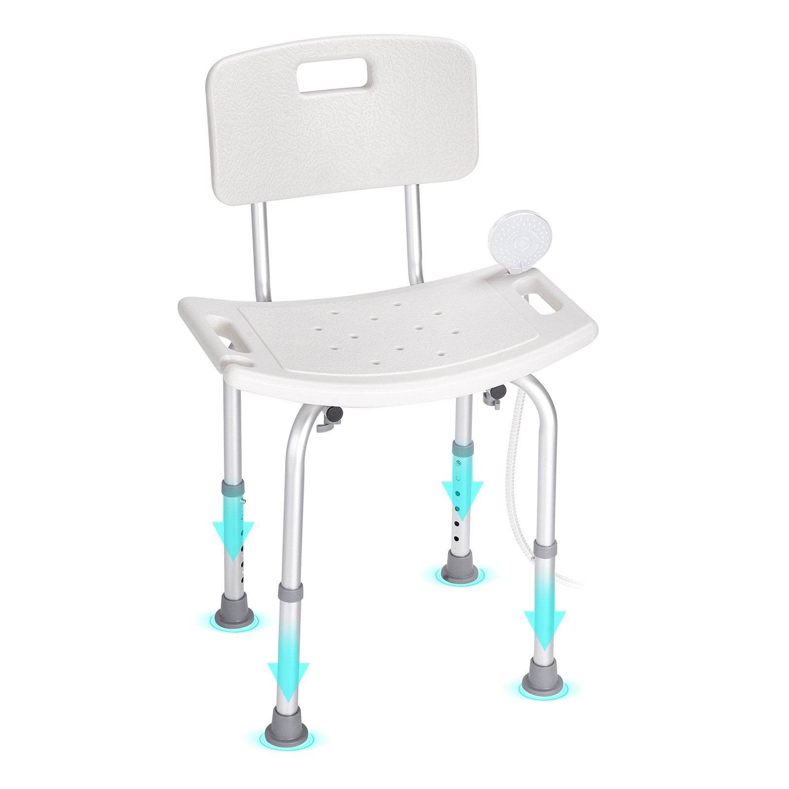 Shower Chair, Shower Seat With Back, Adjustable Height Shower Stool, Shower Chair For Inside Shower Bathtub, Non-slip Bathroom Bench Bath Chair For Elderly Disabled Handicap, 350 Lbs Capacity