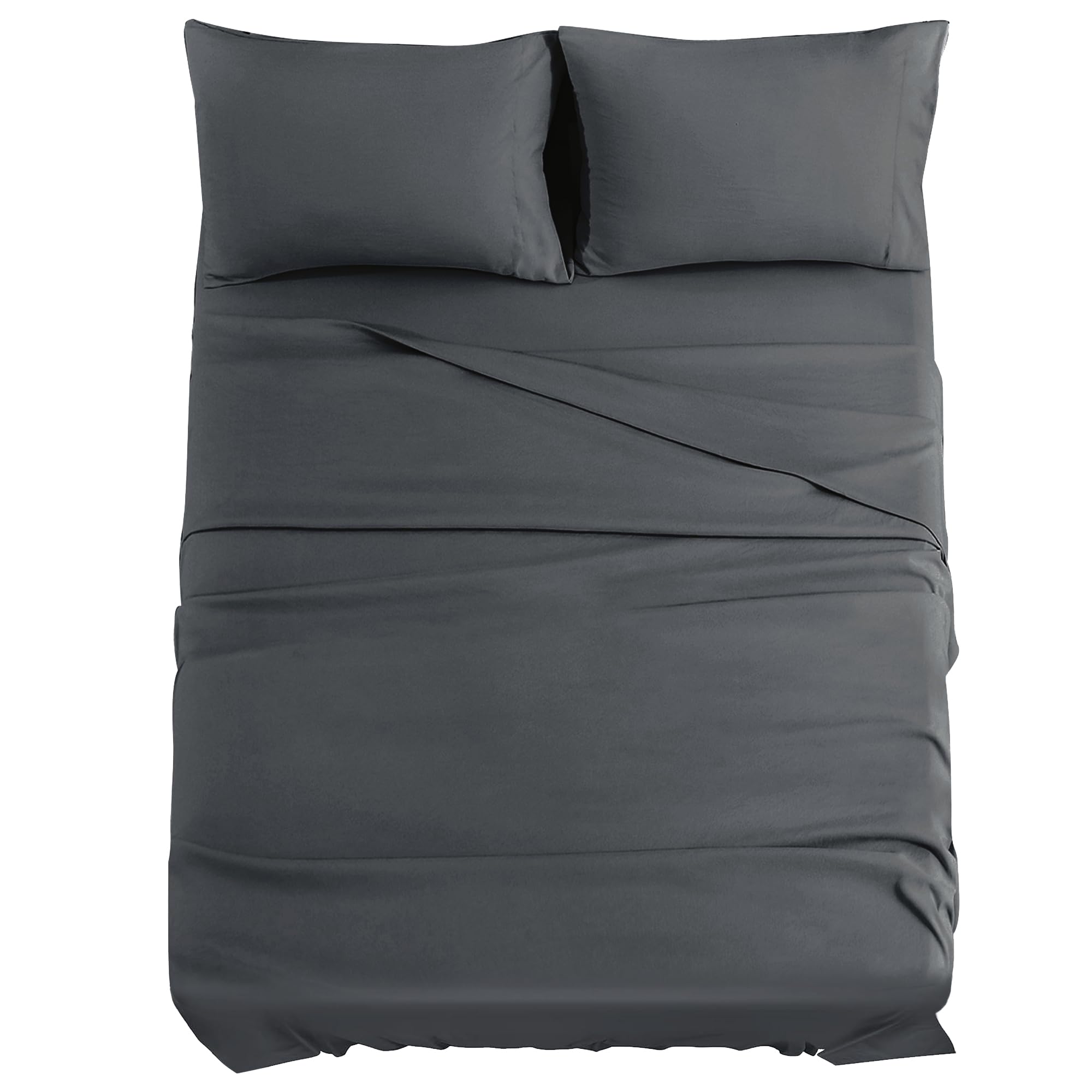 JOLLYVOGUE Queen Size Bed Sheet Set - 4 Piece Bed Sheets Set with Deep Pocket - Soft Breathable & Cooling - Resists Shrinkage & Fading Draps Queen - Easy Care (Dark Grey) 🍁 All In One Marketplace Canada