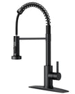 FORIOUS Black Kitchen Faucet with Pull Down Sprayer, Stainless Steel Single Handle Spring Classic Sink Faucets 1 or 3 Hole, for Farmhouse Camper Laundry Rv Bar, Matte Black 🍁 All In One Marketplace Canada