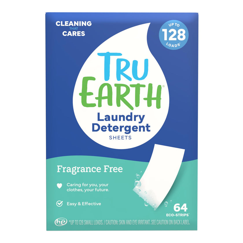 Tru Earth Compact Dry Laundry Detergent Sheets, Unscented - Up to 128 Loads (64 Sheets) - Paraben-Free - Original Eco-Strip Liquidless Laundry Detergent, Travel Laundry Sheets 🍁 All In One Marketplace Canada