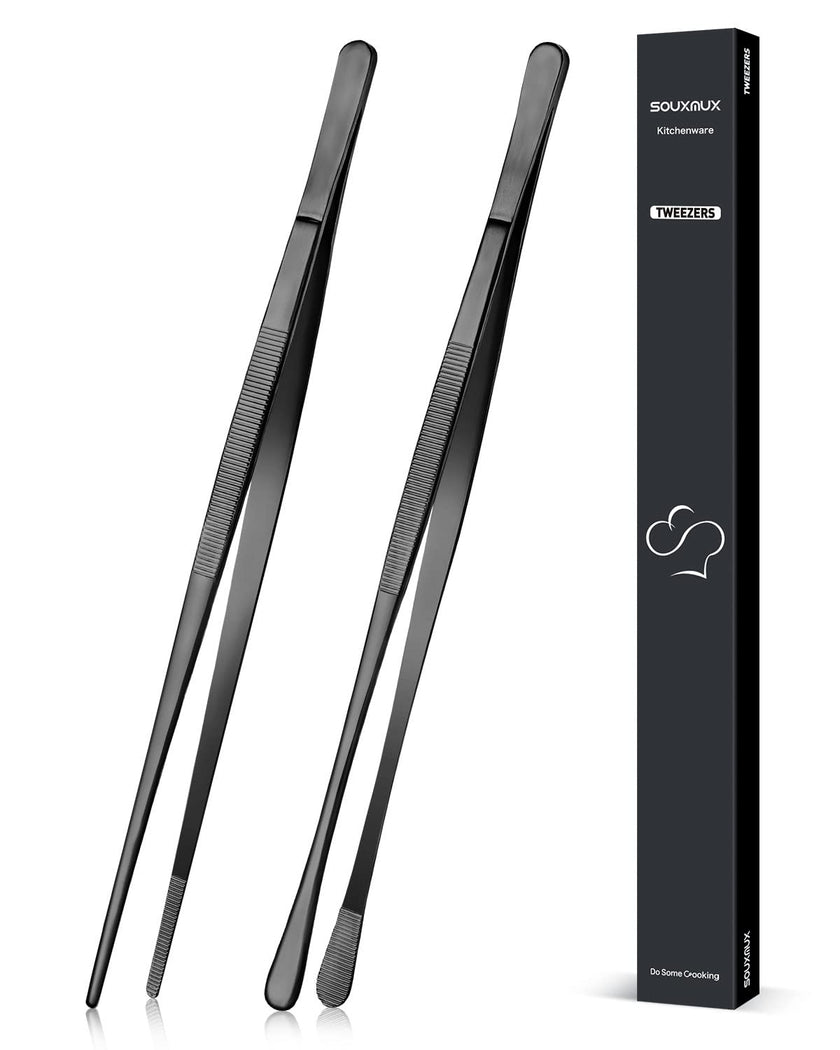 2 Pcs 12-inch Cooking Tweezers Tongs Precision Serrated Tips, Stainless Steel Professional Chef Tweezer Kitchen Tools for BBQ, Plating and Serving 🍁 All In One Marketplace Canada