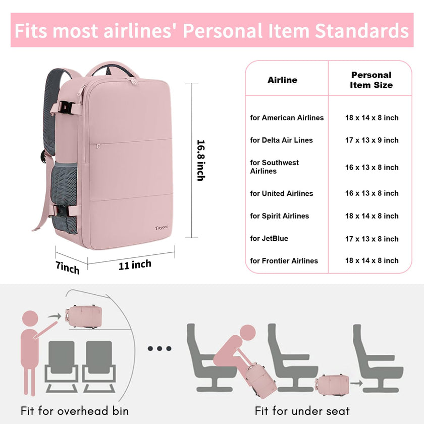 Taygeer Travel Backpack for Women, Carry On Backpack with Shoe Pouch, TSA 15.6inch Laptop Backpack Flight Approved, College Nurse Bag Casual Daypack for Weekender Business Hiking, Pink 🍁 All In One Marketplace Canada