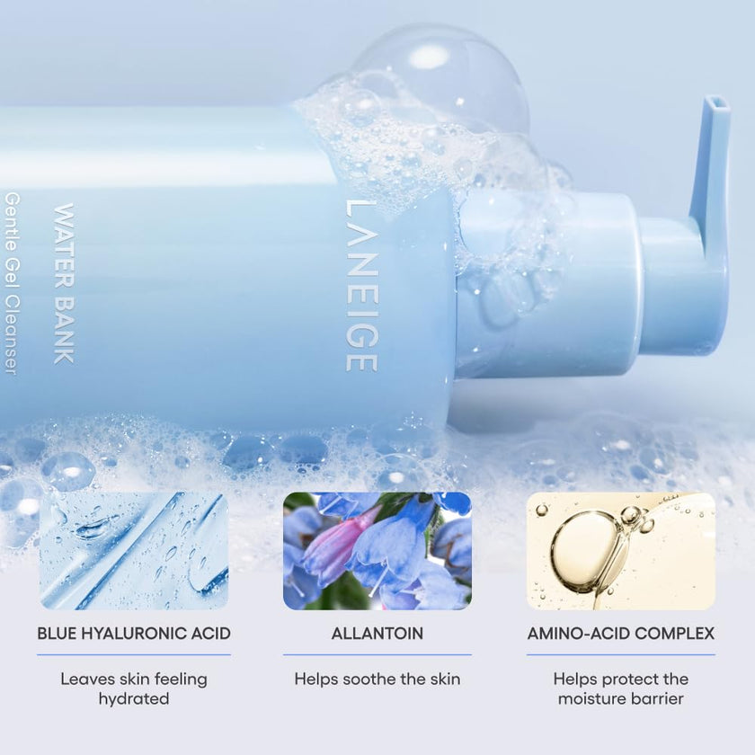 LANEIGE Water Bank Gentle Gel Cleanser: pH-Balanced & Barrier-Boosting with Blue Hyaluronic Acid 🍁 All In One Marketplace Canada