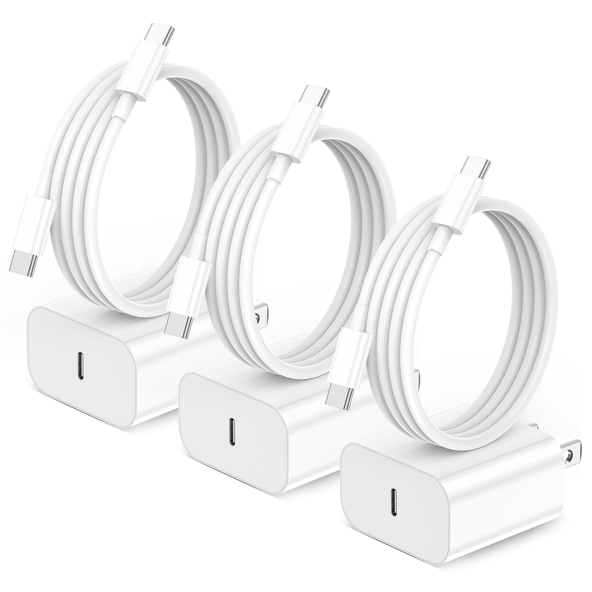iPhone 17 16 15 Charger,3 Pack 20W USB-C Fast Wall Charger with 6ft USB C to USB C Cable for iPhone 17/16/16 Pro Max/16 Plus/15/15 Pro Max/15 Plus/iPad Air/iPad and More 🍁 All In One Marketplace Canada