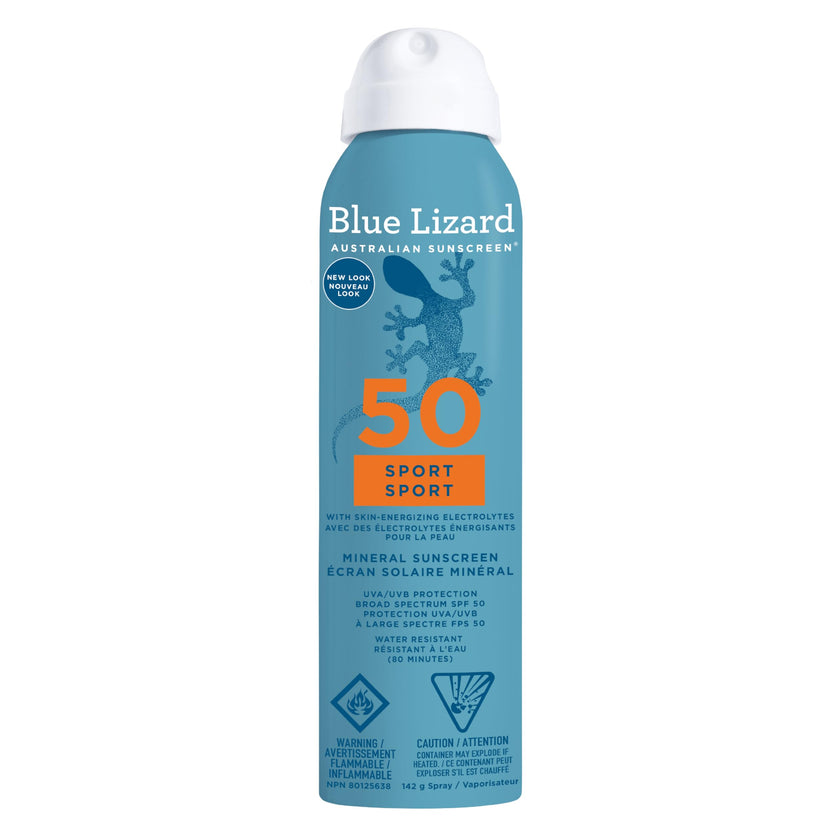 Blue Lizard Sport Mineral SPF 50 Spray, Broad-Spectrum UVA/UVB Protection, Water-Resistant, Zinc Oxide Formula, Vegan, 142 g 🍁 All In One Marketplace Canada