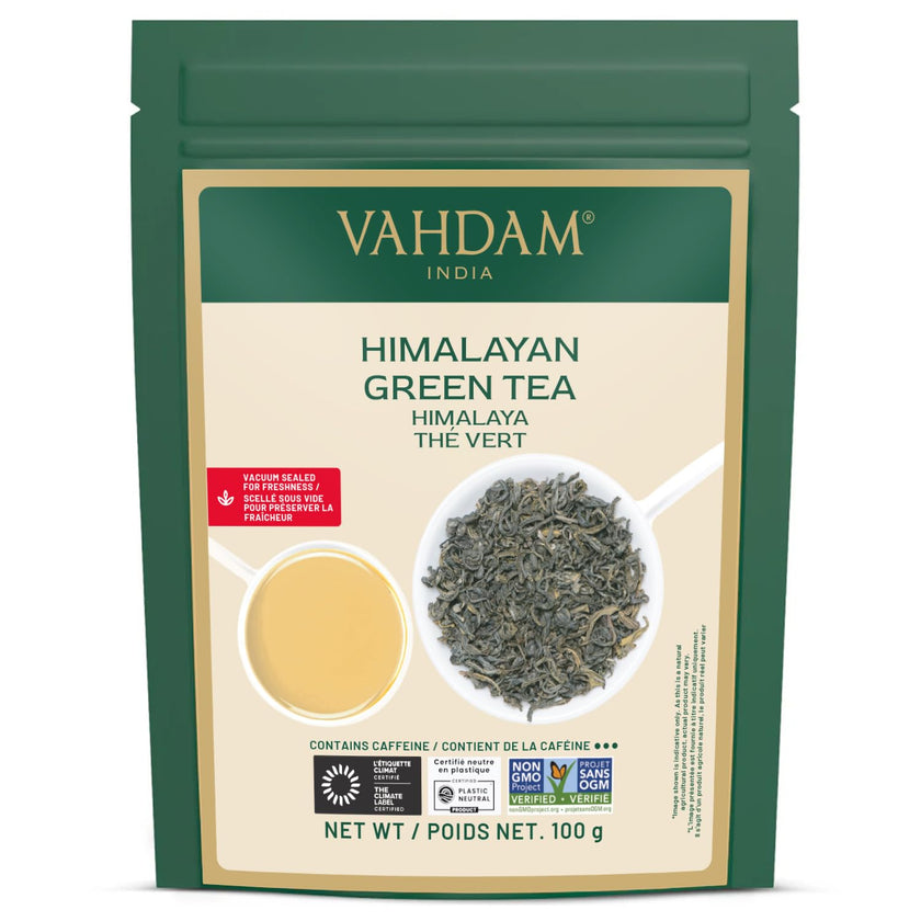 VAHDAM, Himalayan Green Tea Leaves (100g | 50+ Cups) Non GMO, Gluten Free | High Elevation Grown Green Tea Leaves From Himalayas | Pure Unblended Single Origin Green Loose Leaf Tea | Vacuum Sealed 🍁 All In One Marketplace Canada