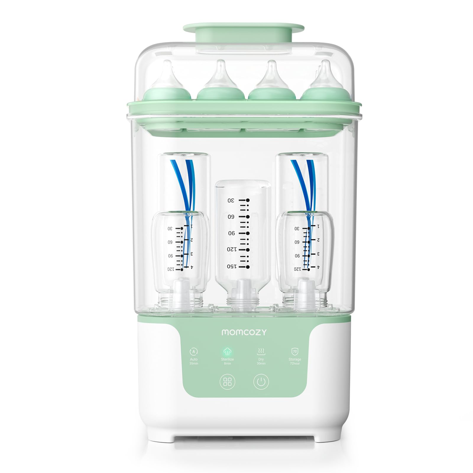 Momcozy Bottle Sterilizer and Dryer, Modular Nesting Space Saving Design, 6 Bottles Capacity, 4 in 1 Compact Sterilizer for Baby Bottles, Breast Pump Parts & Newborn Essentials, Drying Rack Included 🍁 All In One Marketplace Canada