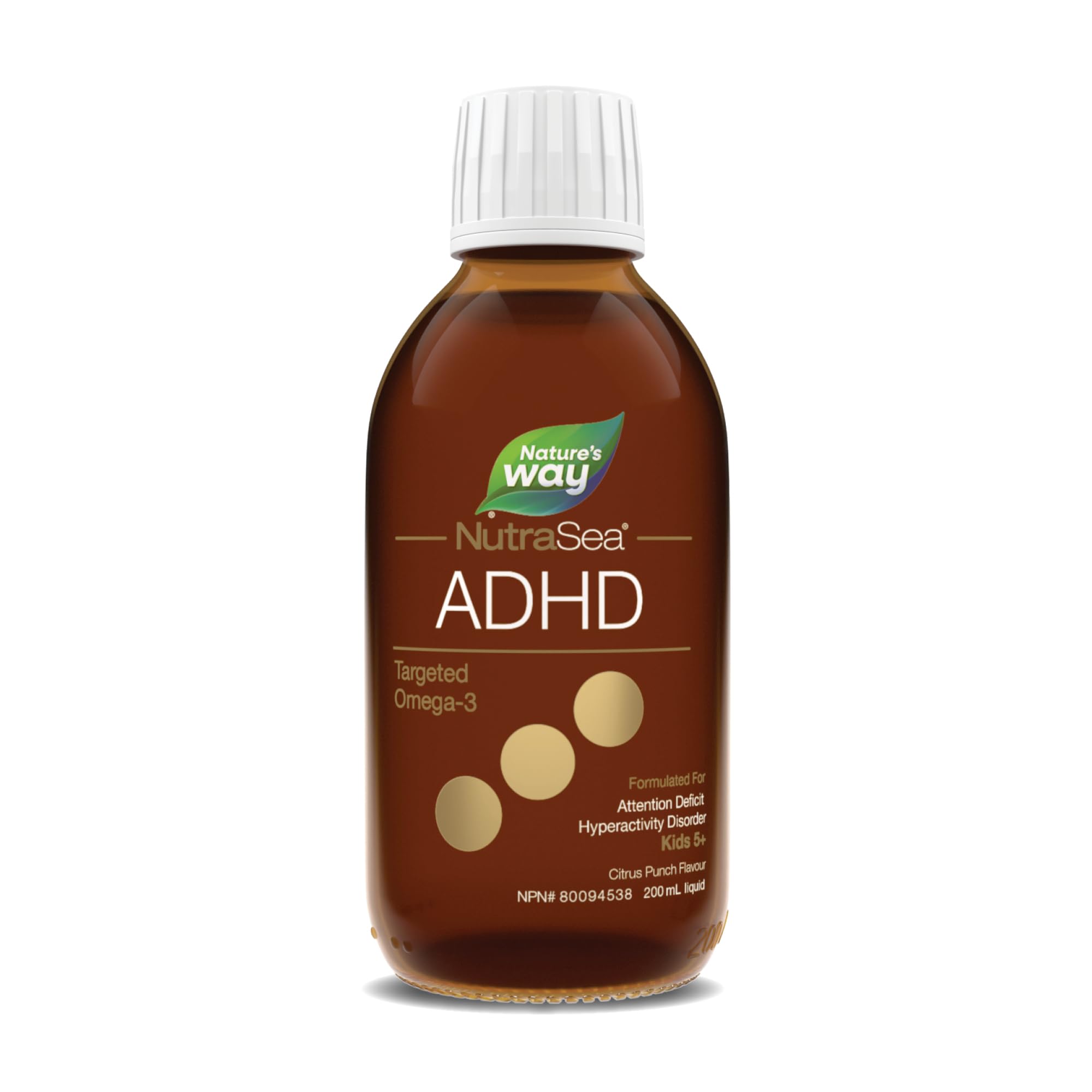 Nature's Way NutraSea ADHD Targeted Omega-3, For kids age 5+, 940 mg of EPA + DHA, 80 mg of GLA, 500 IU Vitamin D3, 200 ml Liquid 🍁 All In One Marketplace Canada