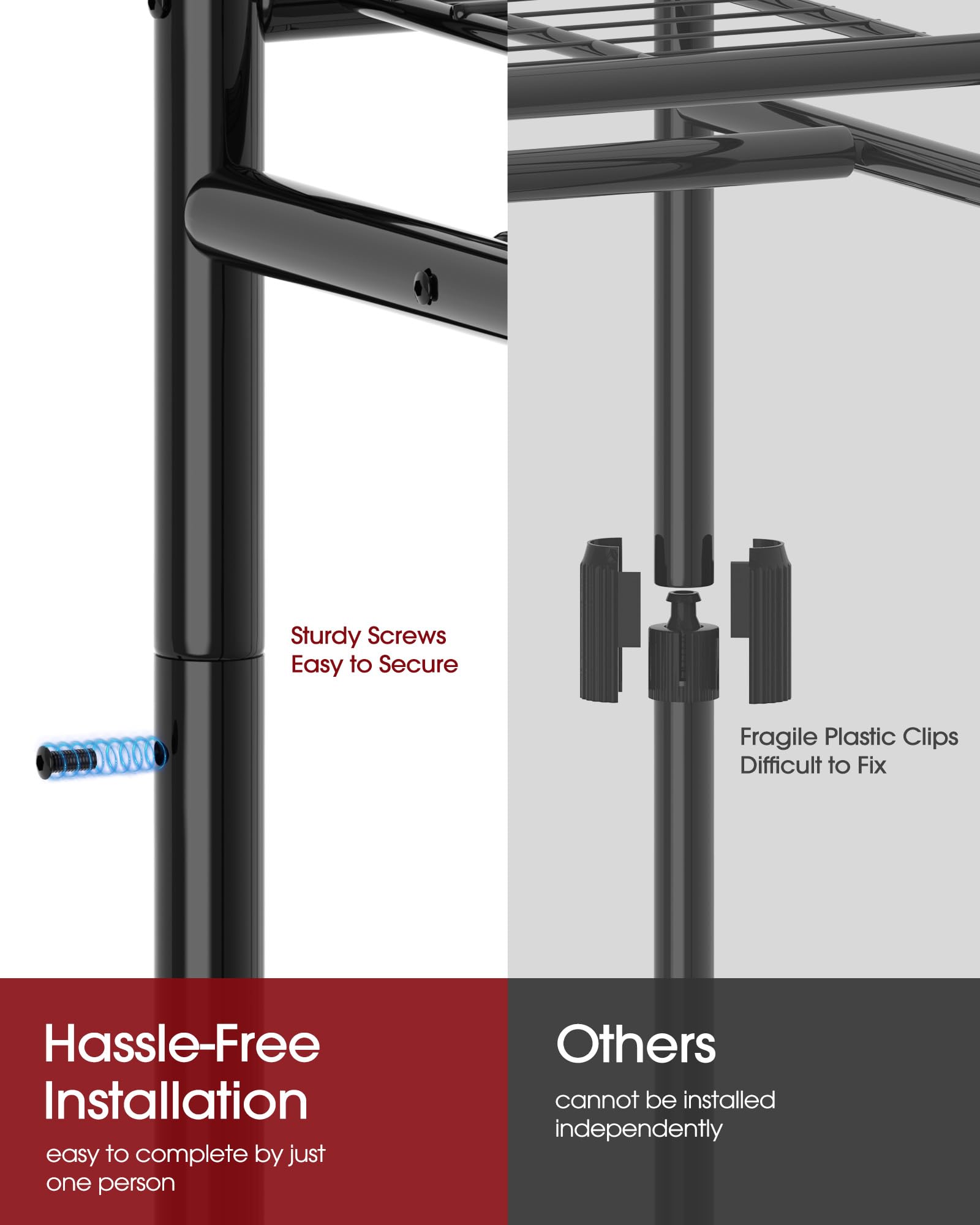 Sakugi Clothing Rack - Coat Rack with Shelves & Wheels, Multi-Functional Clothes Rack with Hooks, Sturdy Metal Garment Shelf for Bedroom, Laundry, Balcony, 84W × 31D × 202H cm, Black 🍁 All In One Marketplace Canada