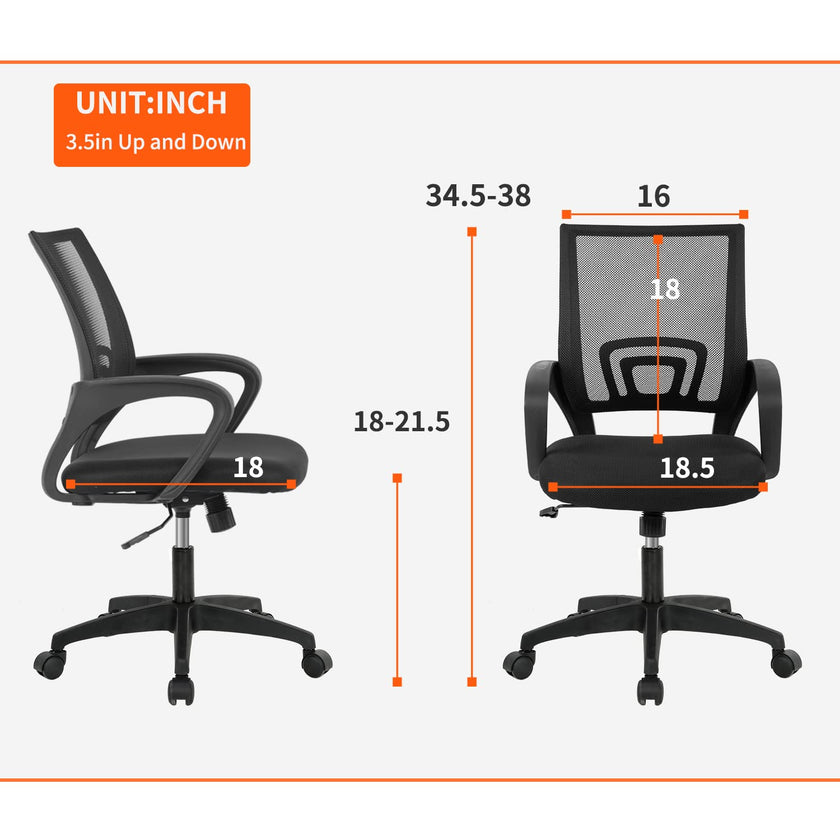 BestOffice Home Office Chair Ergonomic Desk Chair Mesh Computer Chair with Lumbar Support Armrest Executive Rolling Swivel Adjustable Mid Back Task Chair for Women Adults, Black (Black) 🍁 All In One Marketplace Canada