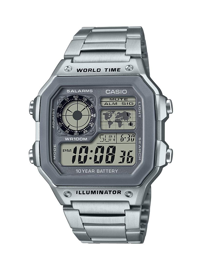 Casio Men's 10 Year Battery Quartz Watch with Stainless Steel Strap, Silver, 24.1 (Model: AE-1200WHD-7AVCF) 🍁 All In One Marketplace Canada