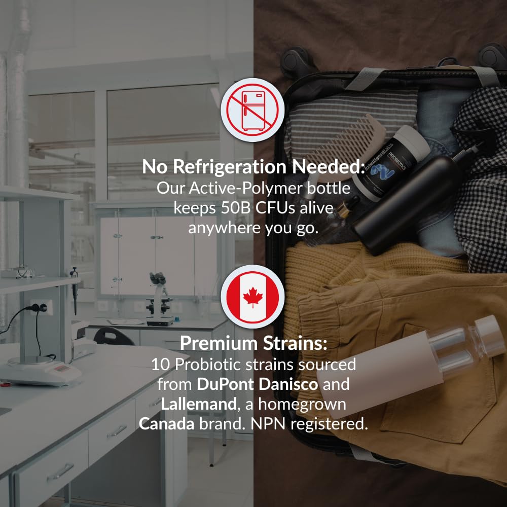 Intelligent Labs 50 Billion CFU Probiotic with Prebiotics - Advanced Gut Health & Immune Support - Acid Resistant, Overfilled for Max Potency - No Refrigeration Needed - 60 Capsules (60-Day Supply) 🍁 All In One Marketplace Canada
