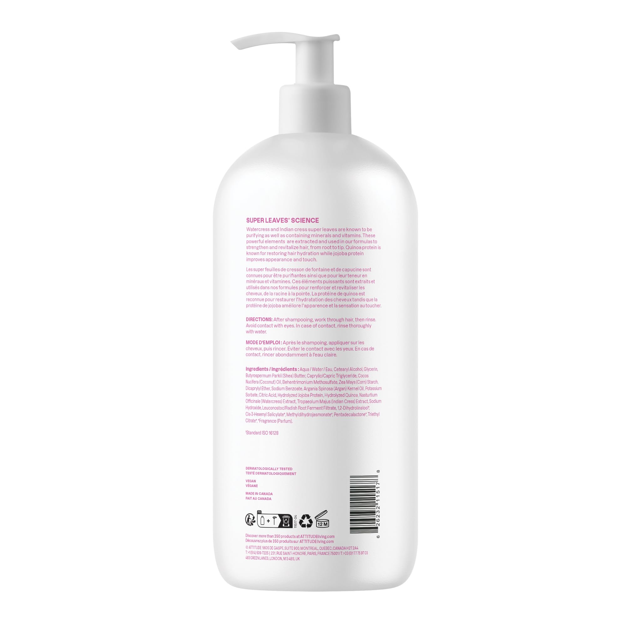 ATTITUDE Moisture Rich Hair Conditioner, Made in Canada, For Dry and Damaged Hair, Naturally Derived Ingredients, Vegan Detangler, Dermatologiocally Tested, Quinoa and Jojoba, 946 mL 🍁 All In One Marketplace Canada