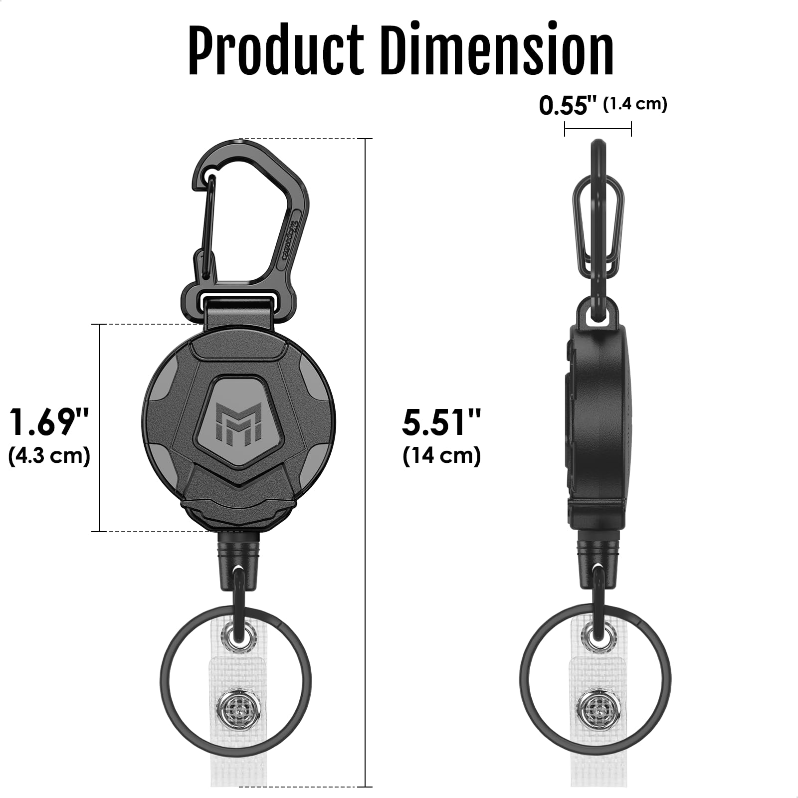 MNGARISTA 2-Pack Retractable Keychain, Heavy Duty Carabiner Badge Holder, Tactical ID Badge Reel Key Chain with 31.5” Steel Retractable Cord, 8.0 oz 🍁 All In One Marketplace Canada