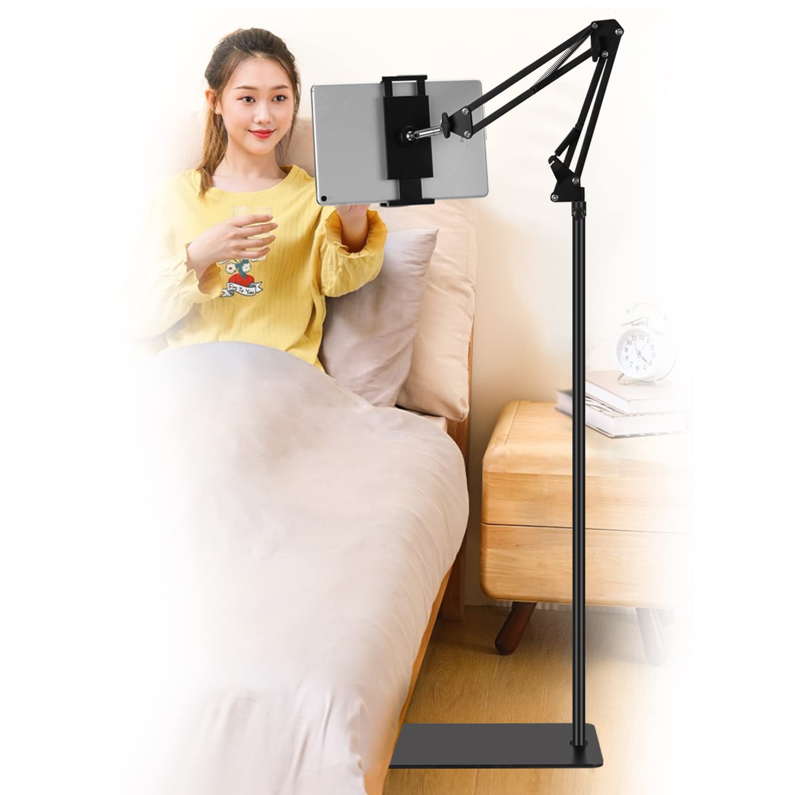 SAMHOUSING Tablet Floor Stand, Adjustable Universal 360-degree Rotatable Metal Tablet Holder, Phone Stand for iPad/iPhoneX/iPad Pro or Other 4.7~12.9 Inch-Screen Devices (Black) 🍁 All In One Marketplace Canada