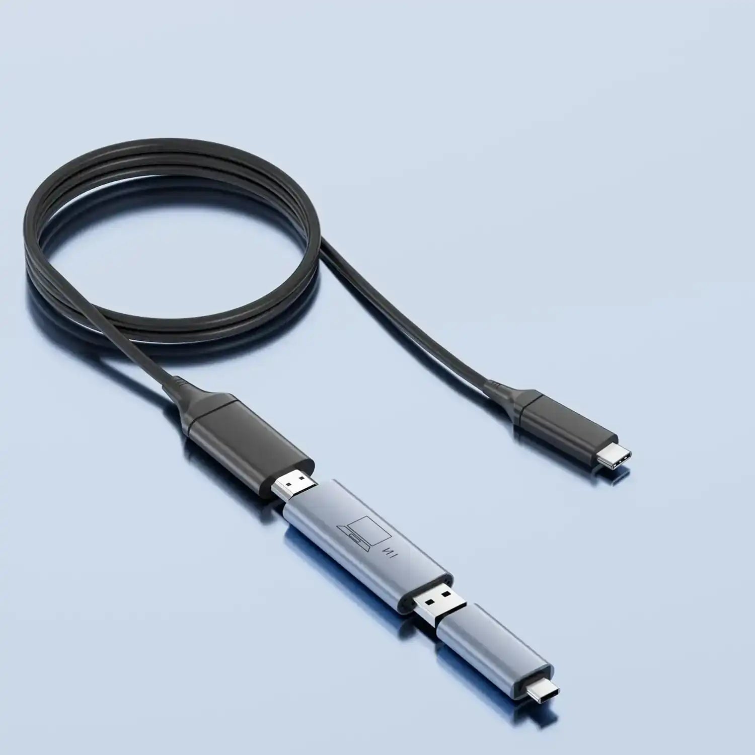 TUTT H6 USB-A and USB-C to HDMI High Definition Video Cable |  M1/M2/M3/M4 & Windows Signal Conversion Adapter Hub