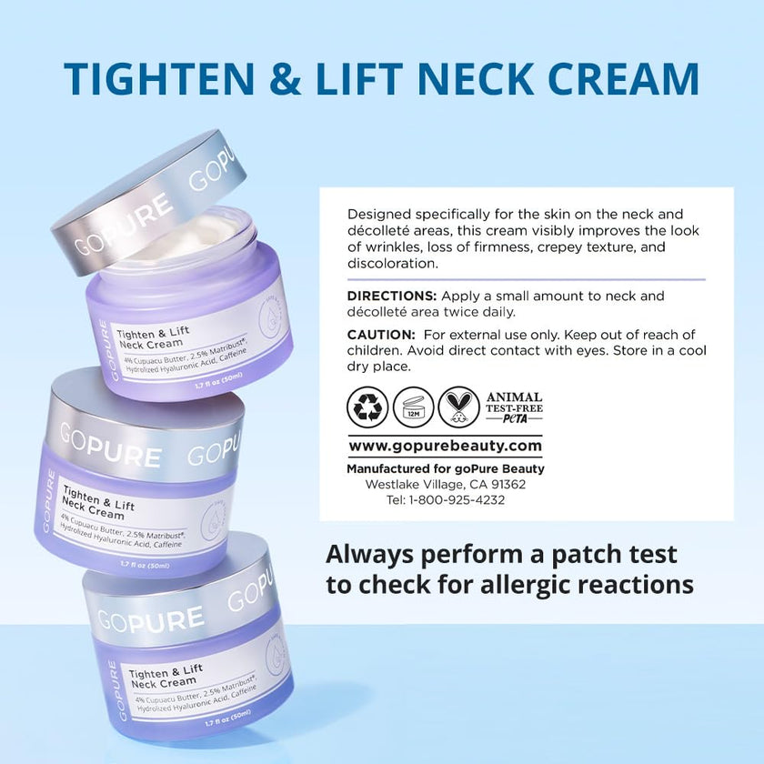 goPure Tighten & Lift Neck & Chest Moisturizer Cream for Visibly Firming, Tightening and Lifting Wrinkles & Crepey Skin, 1.7oz 🍁 All In One Marketplace Canada