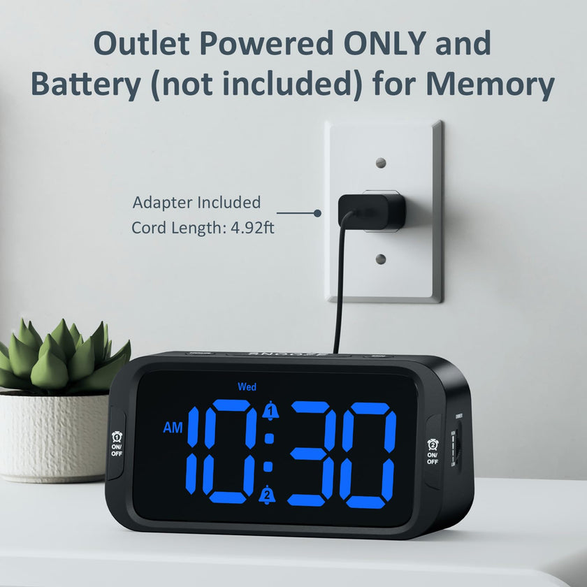 Odokee Digital Dual Alarm Clock for Bedroom, Easy to Set, 0-100% Dimmer, USB Charger, 5 Sounds Adjustable Volume, Weekday/Weekend Mode, Snooze, 12/24Hr, Battery Backup, Compact Clock for Bedside(Blue) 🍁 All In One Marketplace Canada
