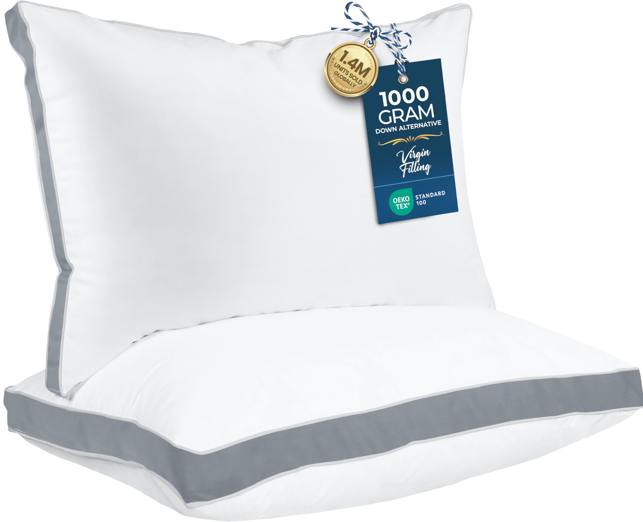 Utopia Bedding Bed Pillows for Sleeping Queen Size (Grey), Set of 2, Cooling Hotel Quality, Gusseted Pillow for Back, Stomach or Side Sleepers 🍁 All In One Marketplace Canada