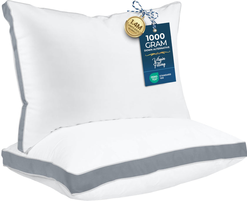 Utopia Bedding Bed Pillows for Sleeping Queen Size (Grey), Set of 2, Cooling Hotel Quality, Gusseted Pillow for Back, Stomach or Side Sleepers 🍁 All In One Marketplace Canada