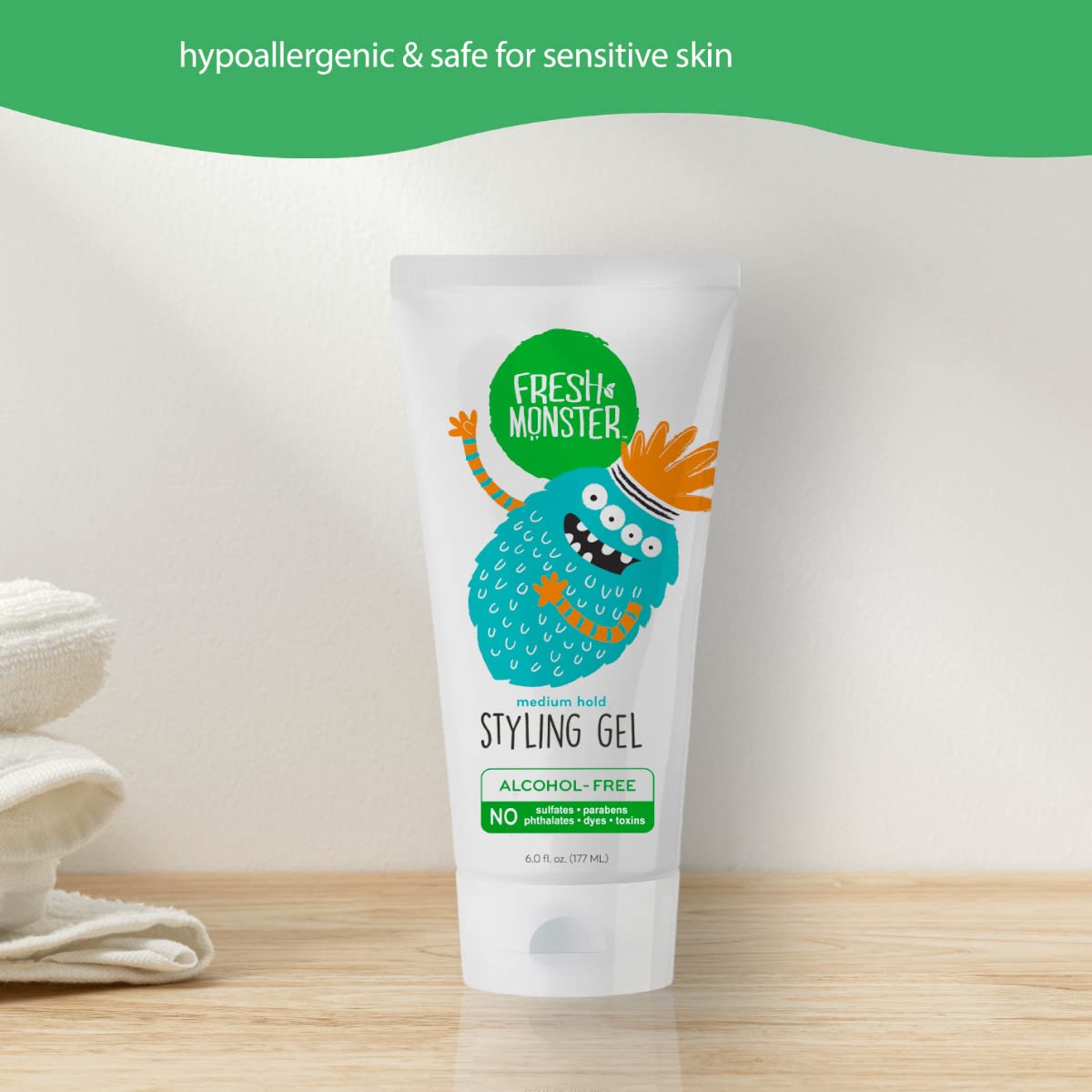 Fresh Monster Natural Hair Gel for Kids & Babies, Alcohol-Free, Toxin-Free, Flexible Medium Hold, 6.0oz 🍁 All In One Marketplace Canada