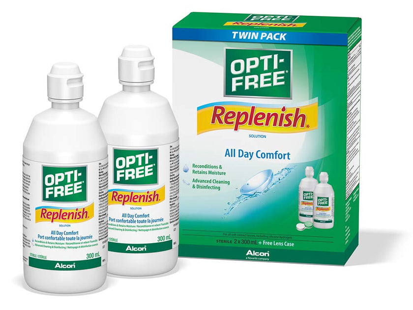 OPTI-FREE® Replenish Twin Pack, Multipurpose Contact Lens Solution, 2 x 300 mL 🍁 All In One Marketplace Canada