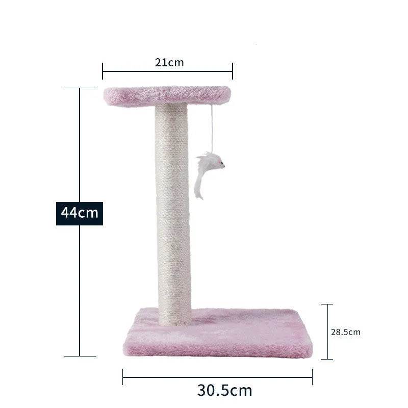 Cat Scratching Post with Platform & Hanging Toy – Multi Level Cat Tree Scratcher with Plush Bed