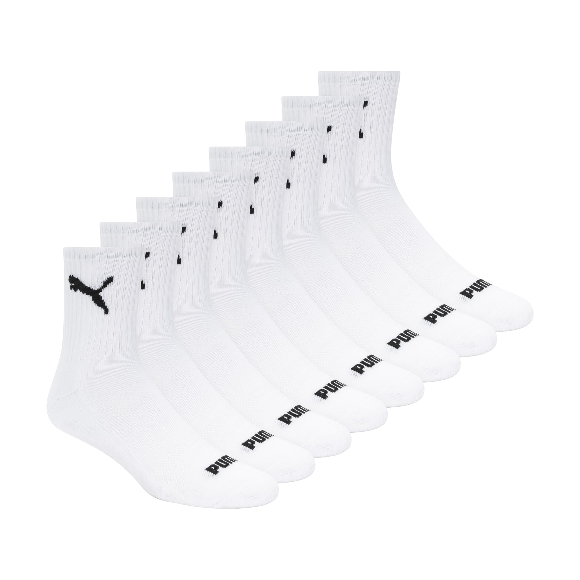 PUMA Men's 8 Pack Athletic Cushioned High Quarter Crew Socks, White/Black, 10-13 🍁 All In One Marketplace Canada
