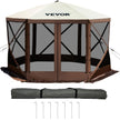 VEVOR Camping Gazebo Tent, 12'x12', 6 Sided Pop-up Canopy Screen Tent for 8 Person Camping, IPX3 Water-Resistant Screen Shelter w/Portable Storage Bag, Ground Stakes, Mesh Windows, Brown & Beige 🍁 All In One Marketplace Canada