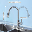 HUAAKE Kitchen Faucet with Pull Down Sprayer, Multi-Function Stainless Steel Single Handle High Arc Kitchen Sink Faucet, 360° Swivel Modern Commercial Kitchen tap with Deck Plate 🍁 All In One Marketplace Canada