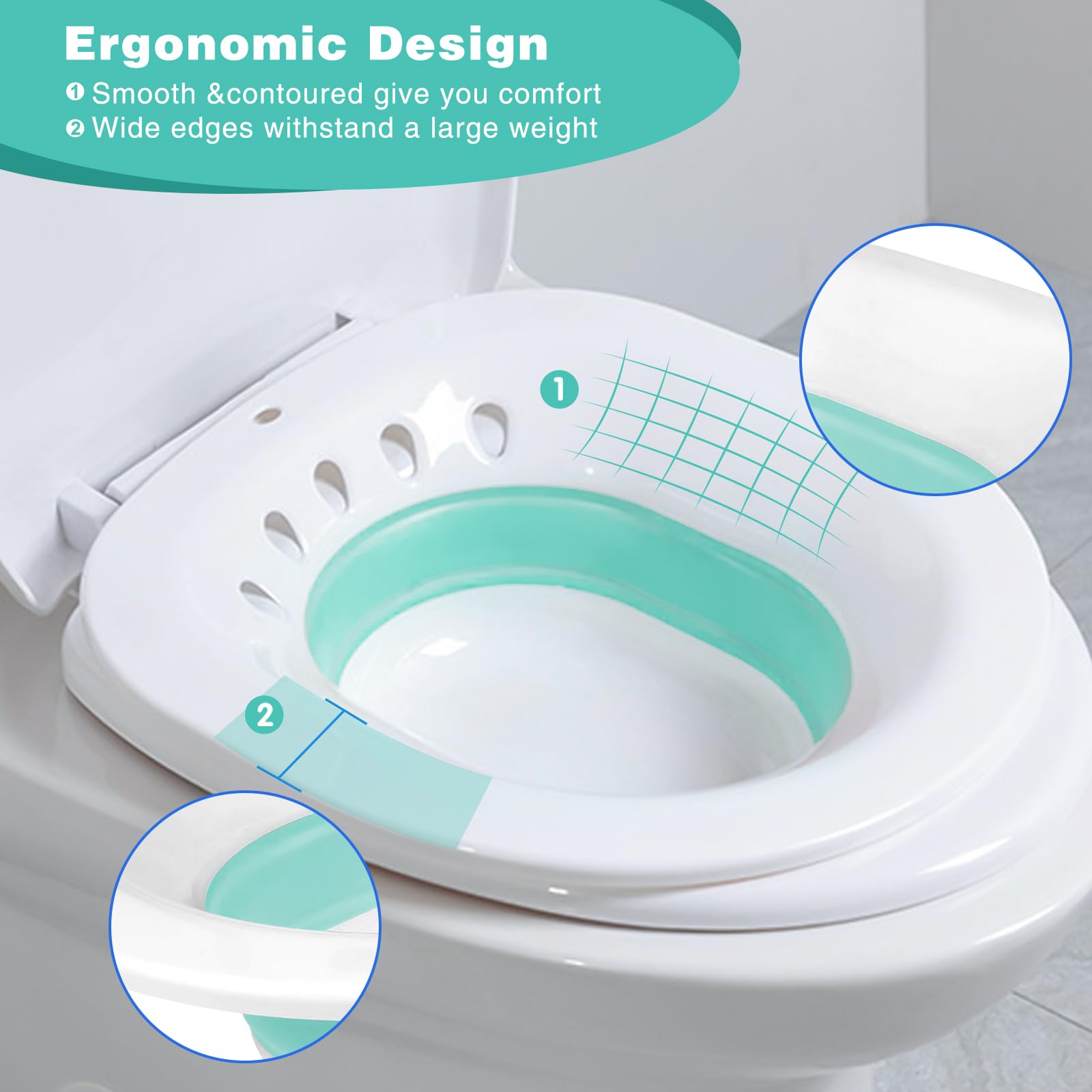 DEANIC Sitz Bath for Toilet Hemorrhoids, Postpartum Care, Collapsible Sitz Bath Tub for Hemorrhoids Treatment, Yoni Steam Seat Basin, Elderly Sit Bath (Green) 🍁 All In One Marketplace Canada