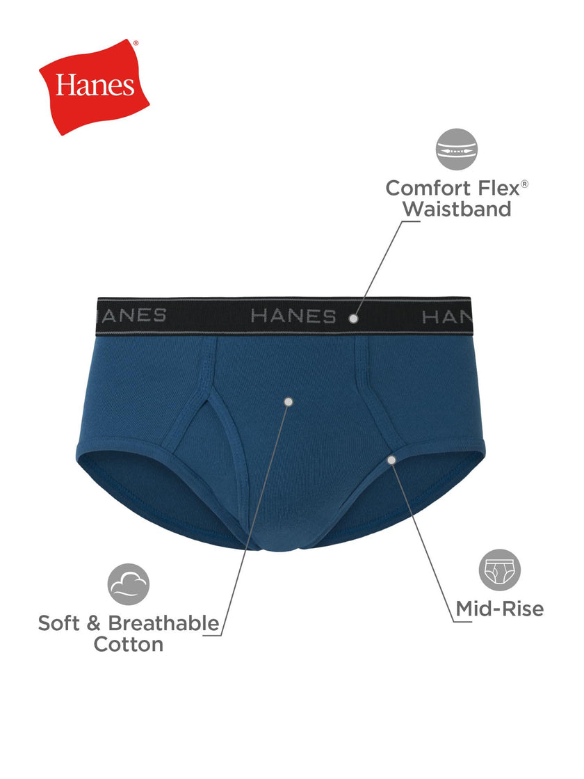 Hanes Mens 6-pack Exposed Waistband Mid-rise Briefs-underwear, White/Black, Large US 🍁 All In One Marketplace Canada