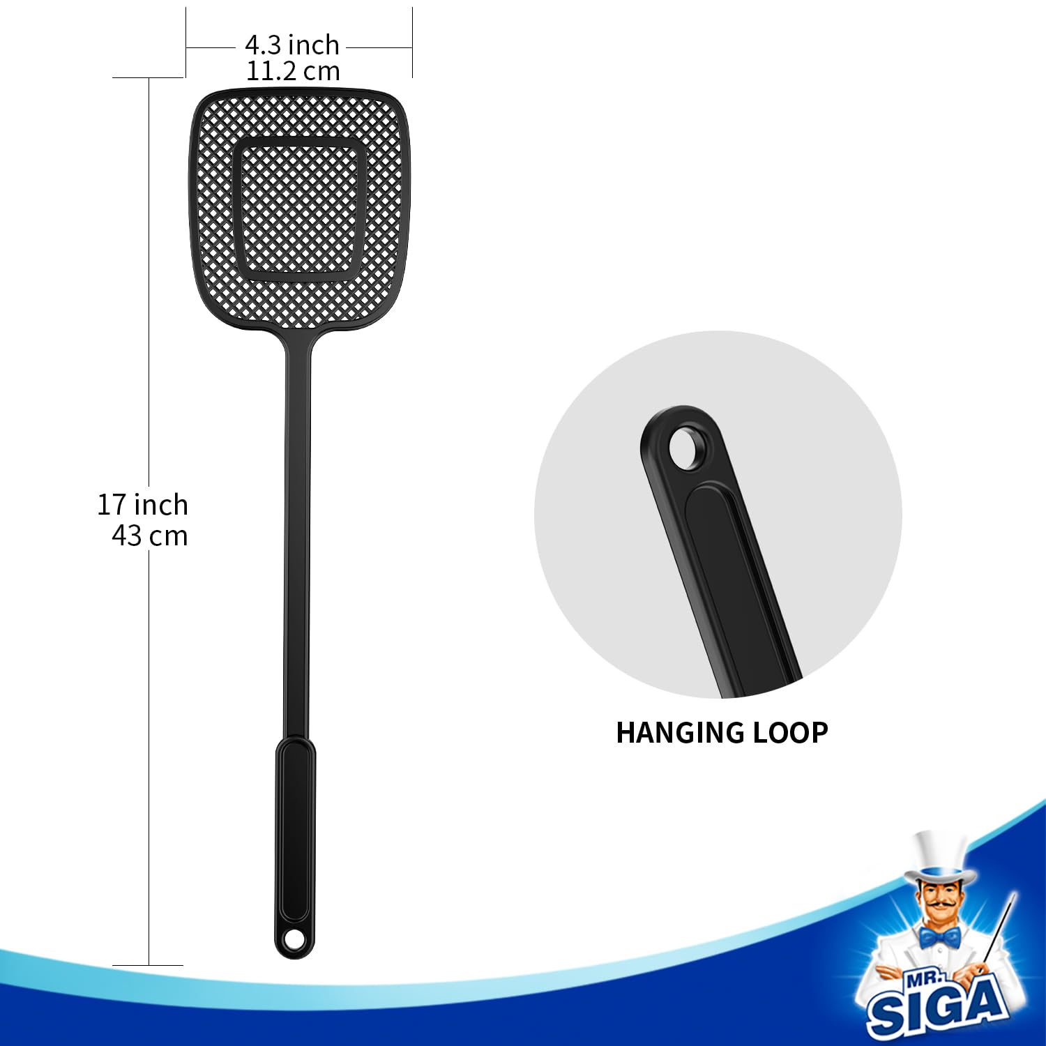 MR.SIGA Heavy Duty Long Handle Fly Swatter, Black, 6 Pack 🍁 All In One Marketplace Canada