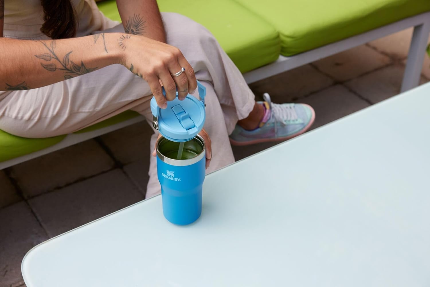 Stanley IceFlow 2.0 Flip Straw Tumbler with Handle 20 oz | Twist On Lid and Flip Up Straw | Leak Resistant Water Bottle | Insulated Stainless Steel | BPA-Free | Meadow 🍁 All In One Marketplace Canada