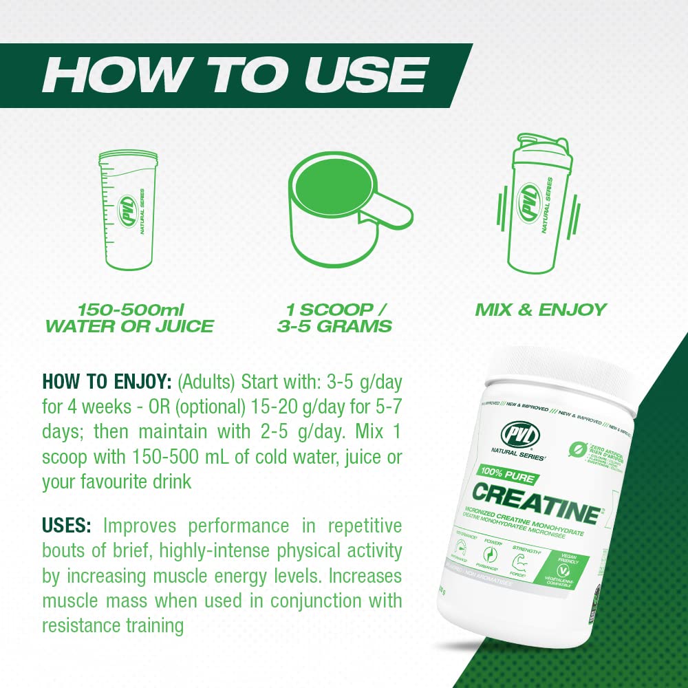 PVL 100% Pure Creatine Monohydrate Powder – Micronized Supplement for Women & Men, Unflavoured Amino Acids & Beta Alanine Friendly, Informed-Choice Tested, 1000 g (200 Servings) 🍁 All In One Marketplace Canada