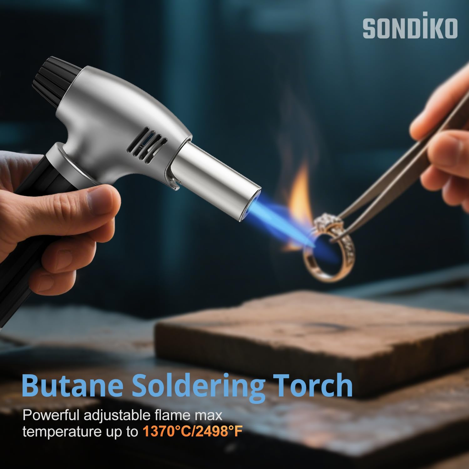 Sondiko Butane Torch, Refillable Kitchen Torch Lighter, Fit All Butane Tanks Blow Torch with Safety Lock and Adjustable Flame for Desserts, Creme Brulee, BBQ, and Baking—Butane Gas is Not Included 🍁 All In One Marketplace Canada
