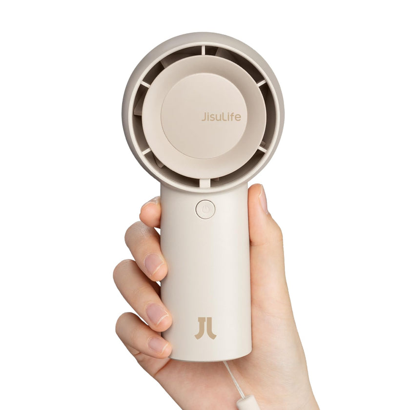 JISULIFE Handheld Turbo Fan [16H Max Cooling Time] Mini Portable Hand, 4000mAh USB Rechargeable Personal, Battery Operated Small Pocket Fan with 5 Speeds for Travel/Outdoor/Home/Office - Brown 🍁 All In One Marketplace Canada
