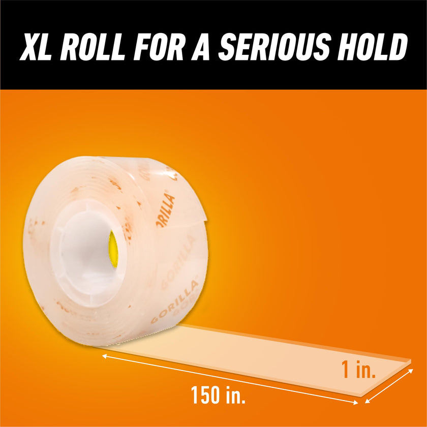 Gorilla Tough & Clear Double Sided XL Mounting Tape, Incredibly Strong Adhesive, Instant Hold, Weatherproof, 1 in x 150 in, (Pack of 1) 🍁 All In One Marketplace Canada