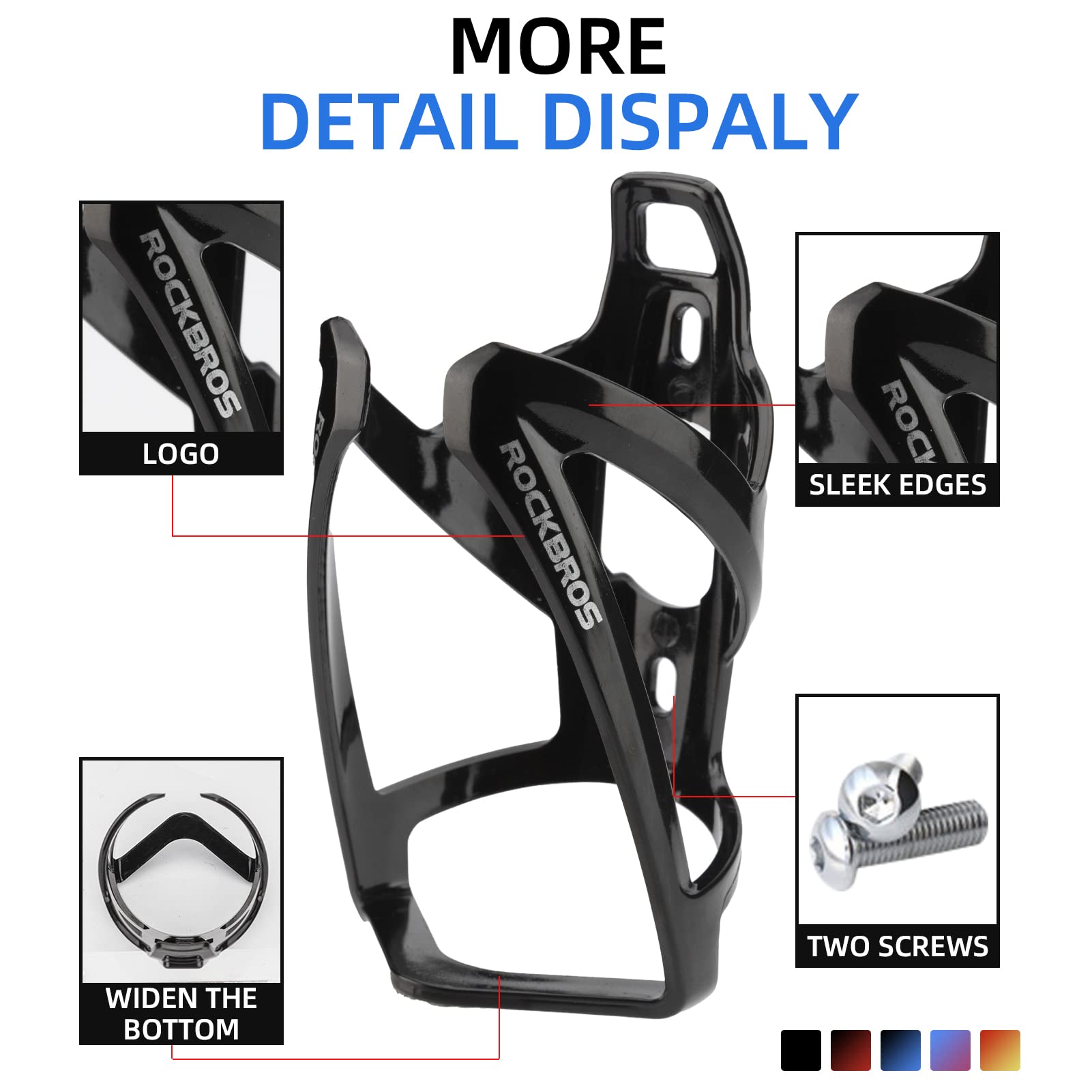 ROCKBROS Bike Water Bottle Holder Ultra-Light Bicycle Bottle Cages with Screws Tool, Universal Bike Cup Holder for Road MTB Mountain Bikes Cycling Accessories（2 Pack） 🍁 All In One Marketplace Canada