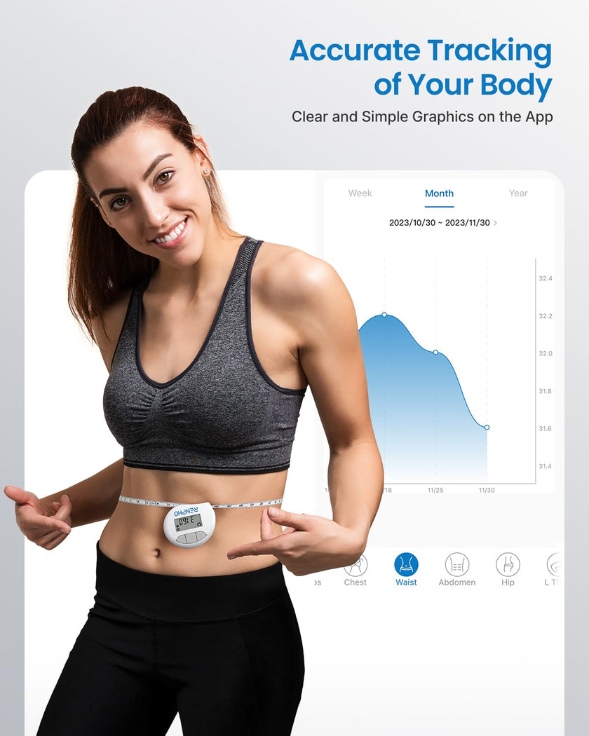 Smart Tape Measure RENPHO Bluetooth Measuring Tapes for Body Measurement Muscle Gain Fitness Bodybuilding Retractable Circumferences Inches & cm 🍁 All In One Marketplace Canada