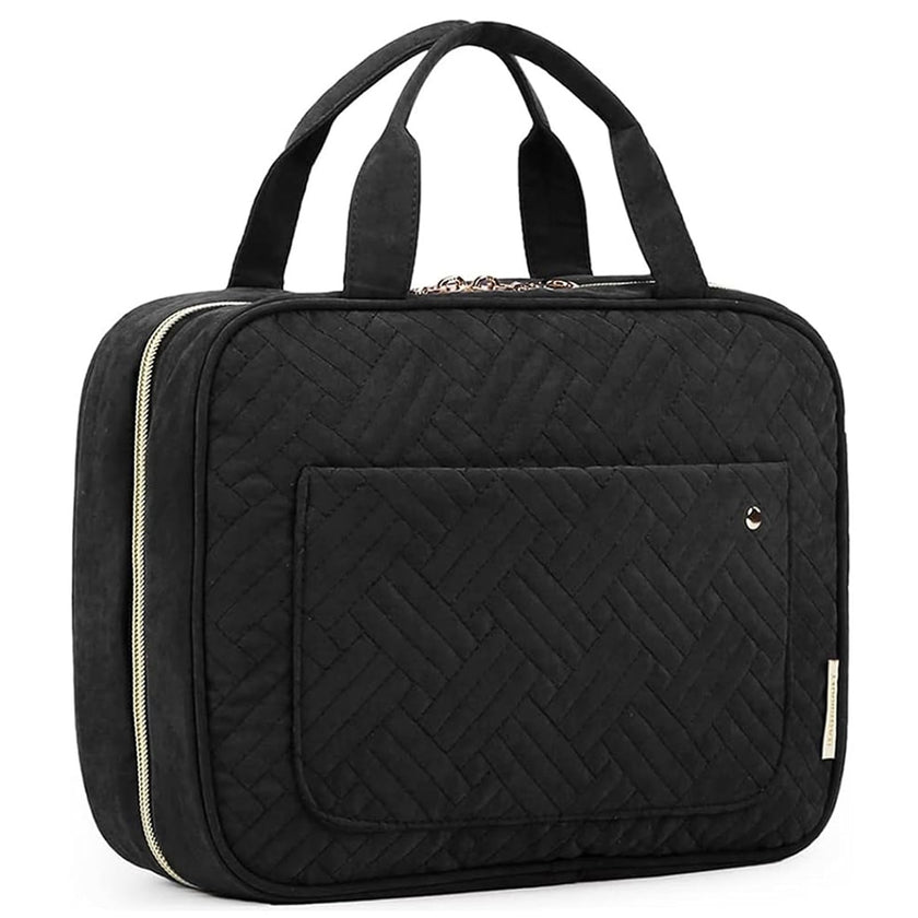 BAGSMART Toiletry Bag Travel Bag with Hanging Hook, Water-resistant Makeup Cosmetic Bag Travel Organizer for Accessories, Shampoo, Full-size Container, Toiletries (Black, Medium) 🍁 All In One Marketplace Canada