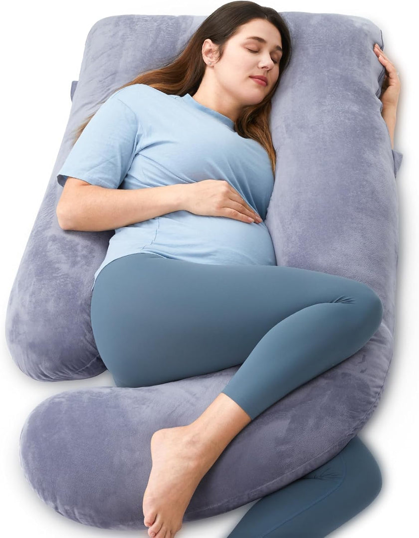 Momcozy Pregnancy Pillows for Sleeping, U Shaped Full Body Maternity Pillow with Removable Cover - Support for Back, Legs, Belly, HIPS for Pregnant Women, 57 Inch Pregnancy Pillow for Women, Grey 🍁 All In One Marketplace Canada