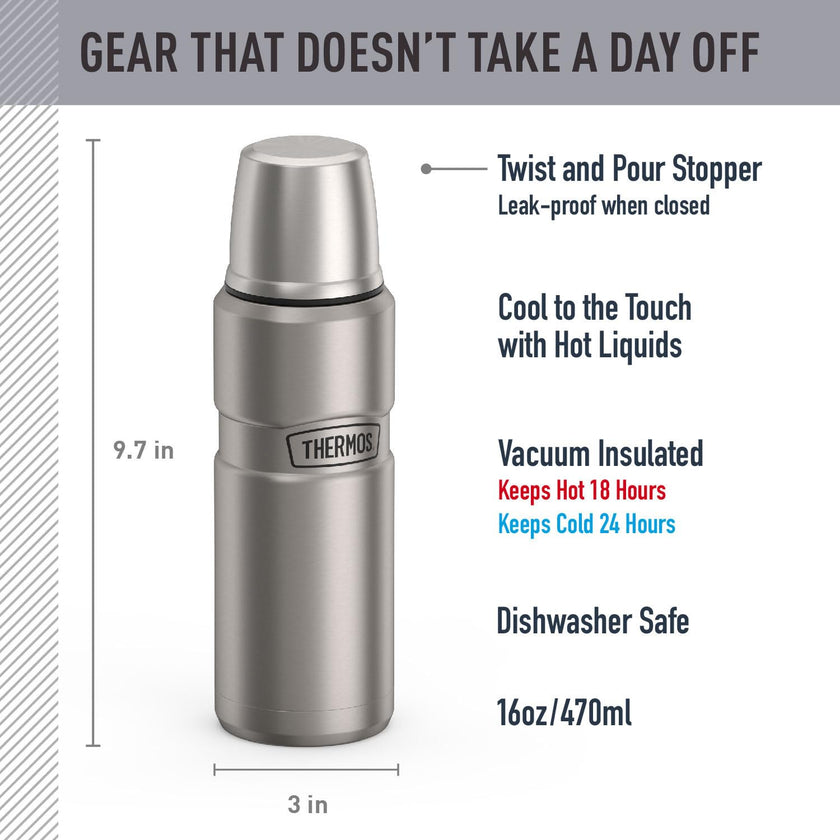 THERMOS Stainless King Beverage Bottle, 16oz, Matte Steel 🍁 All In One Marketplace Canada