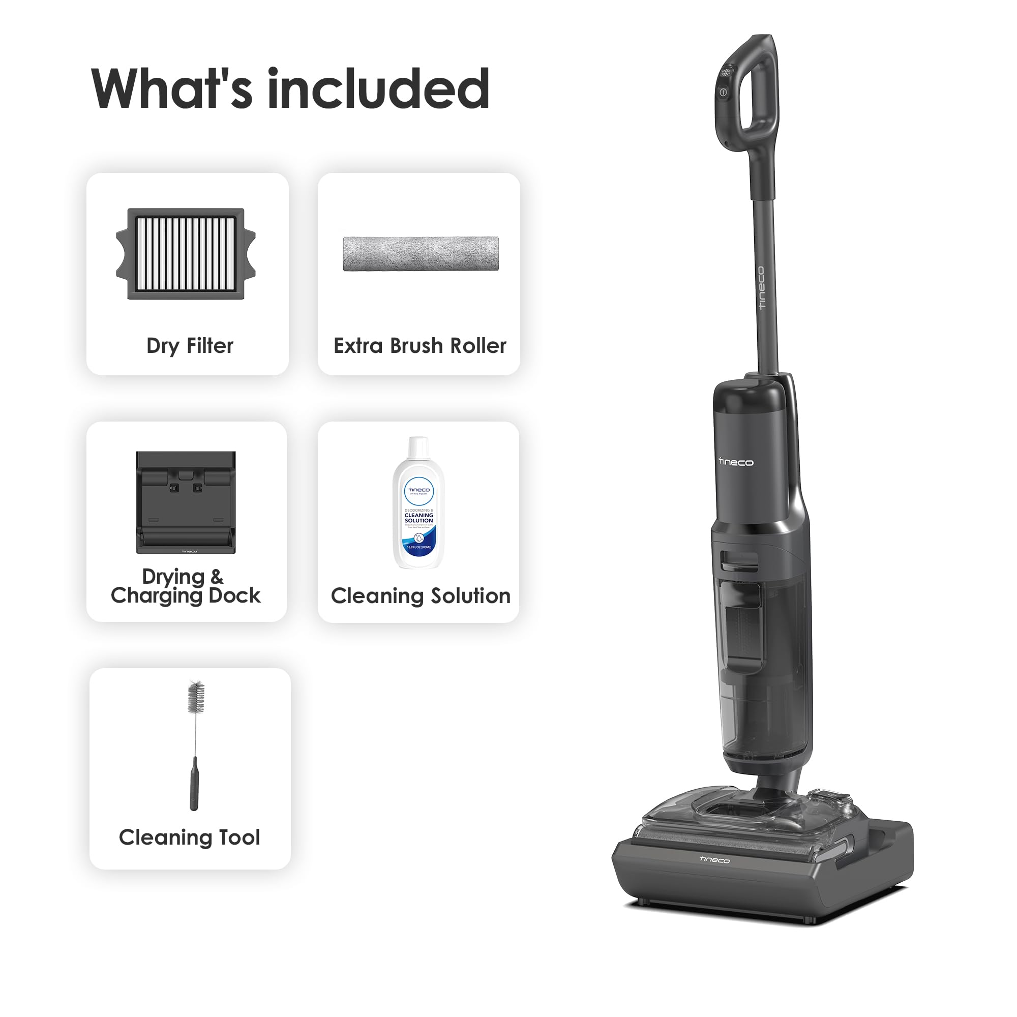 Tineco Floor ONE S7 Stretch Ultra Cordless Wet Dry Vacuum Cleaner, 180°Lay-Flat Anti-Tangle Design, 50 Minutes Runtime, 185℉ Flashdry Self-Cleaning, Dual-Sided Edge Cleaning 🍁 All In One Marketplace Canada