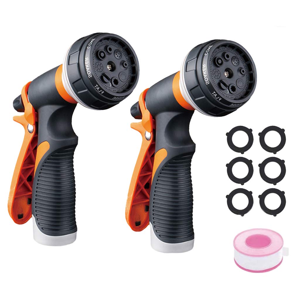 Forthcan Garden Hose Nozzle - 2 Pack Hand Sprayer With 8 Patterns for Watering, Car Wash, Cleaning and Showering Dogs & Pets (Orange) 🍁 All In One Marketplace Canada