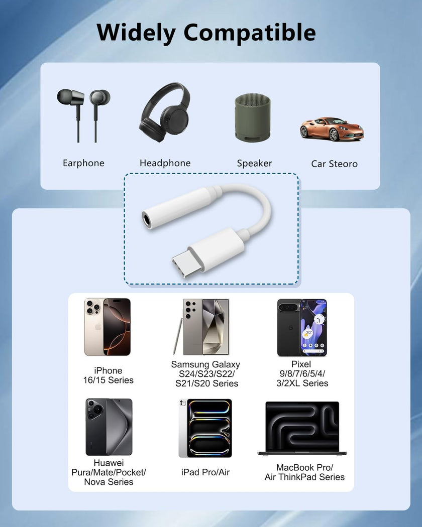 USB C to 3.5mm Audio Aux Adapter, AIDOUBARA 2 Pack Headphone Jack Dongle for iPhone 16 Pro Max/16, 15 Pro Max/15 Pro/15 Plus, Compatible with Samsung Galaxy S24/ S23/ S22/ S21 Ultra, Pixel, MacBook 🍁 All In One Marketplace Canada