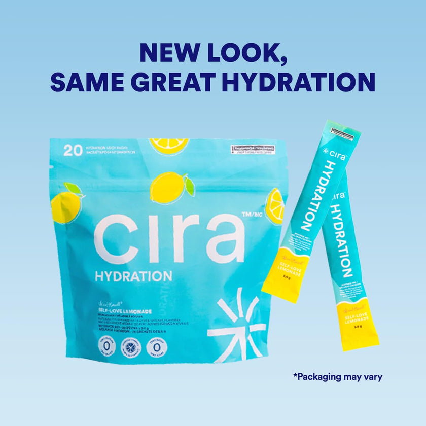 Cira Hydration Electrolytes Packets - Cira x Alicia McCarvell's Electrolyte Powder, Sugar Free w/Himalayan Salt & Magnesium, Daily On-the-Go Hydration Packets - Self Love Lemonade, 20 Servings 🍁 All In One Marketplace Canada