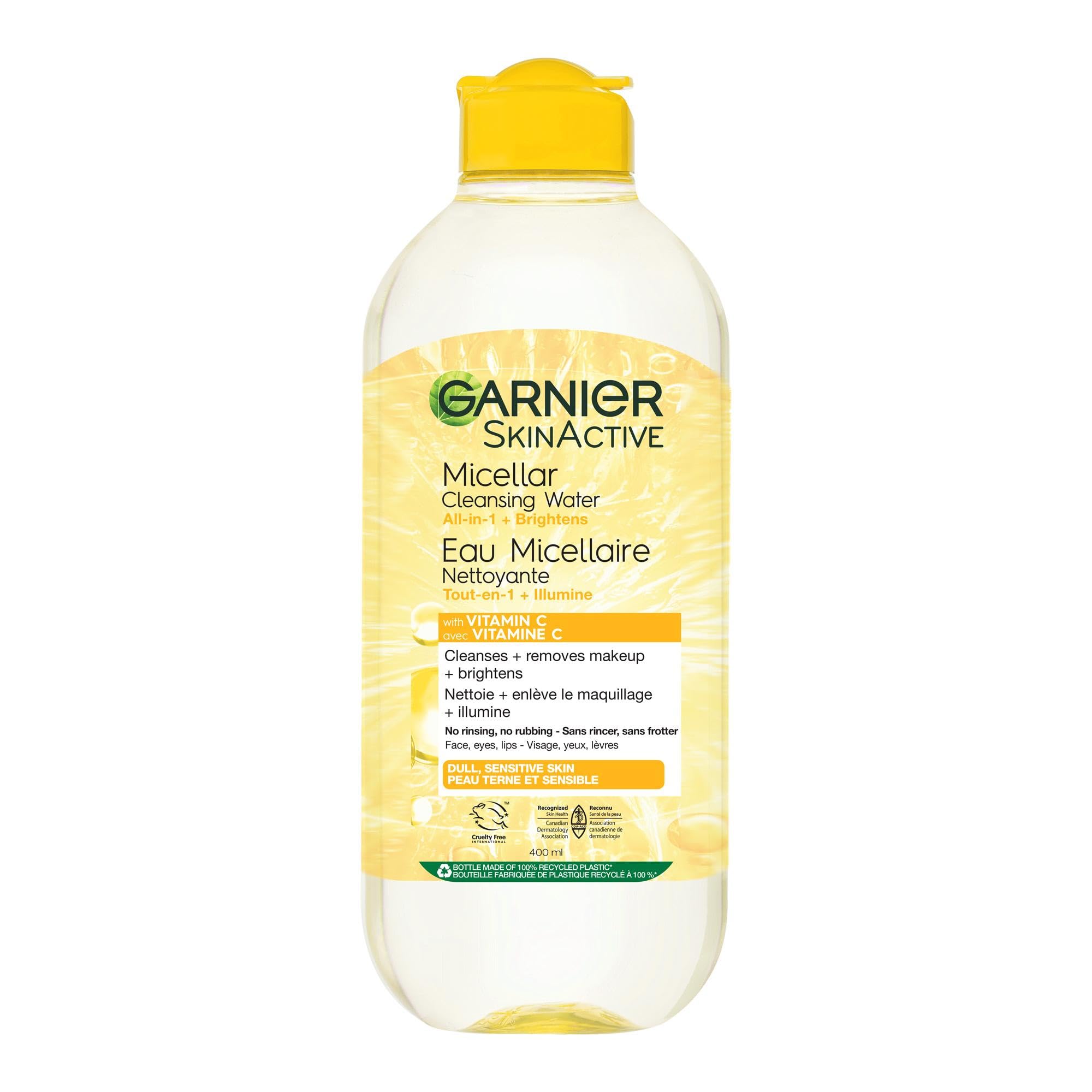Garnier Micellar Cleansing Water, All-in-One Makeup Remover & Face Cleanser With Vitamin C, Hypoallergenic, All Skin Types Even Sensitive Skin, 400 ml 🍁 All In One Marketplace Canada