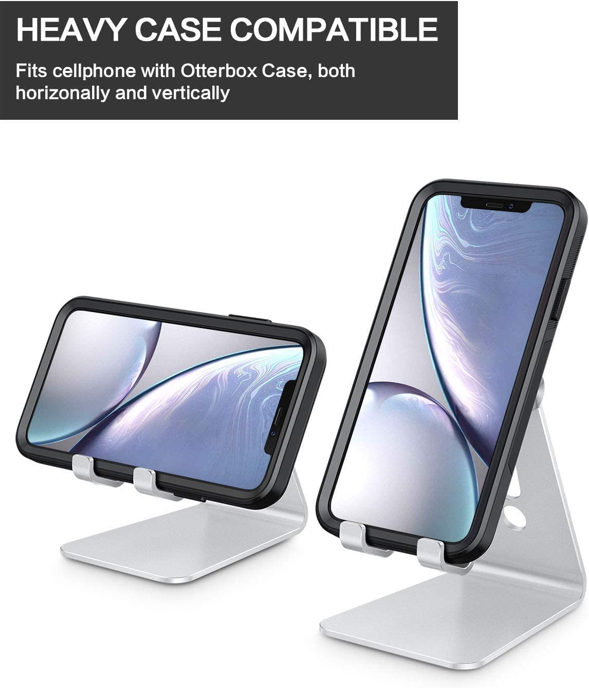 Adjustable Cell Phone Stand, OMOTON C2 Aluminum Desktop Phone Holder Dock Compatible with iPhone 17/16/15/14 Pro Max/Pro/Air and Other Smart Phones, Silver 🍁 All In One Marketplace Canada