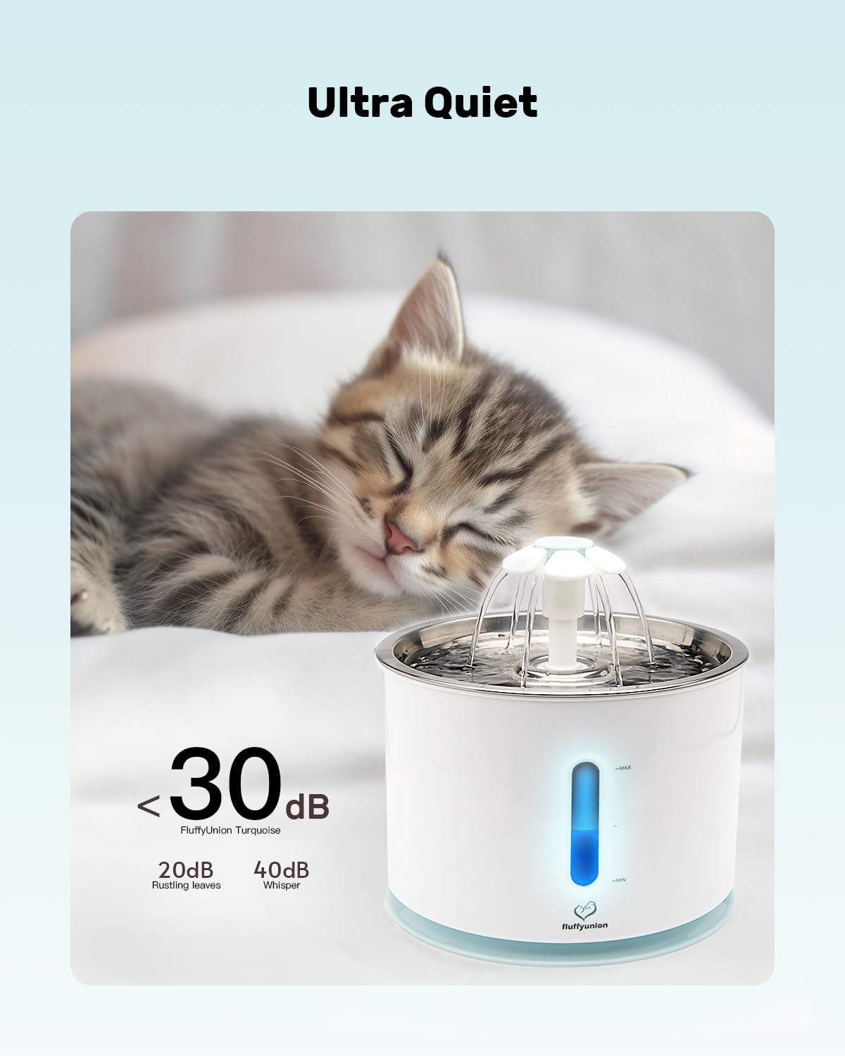 FluffyUnion Cat Water Fountain with Stainless Steel Lid, 2.4L/81oz Automatic Water Dispenser for Cats and Dogs 🍁 All In One Marketplace Canada